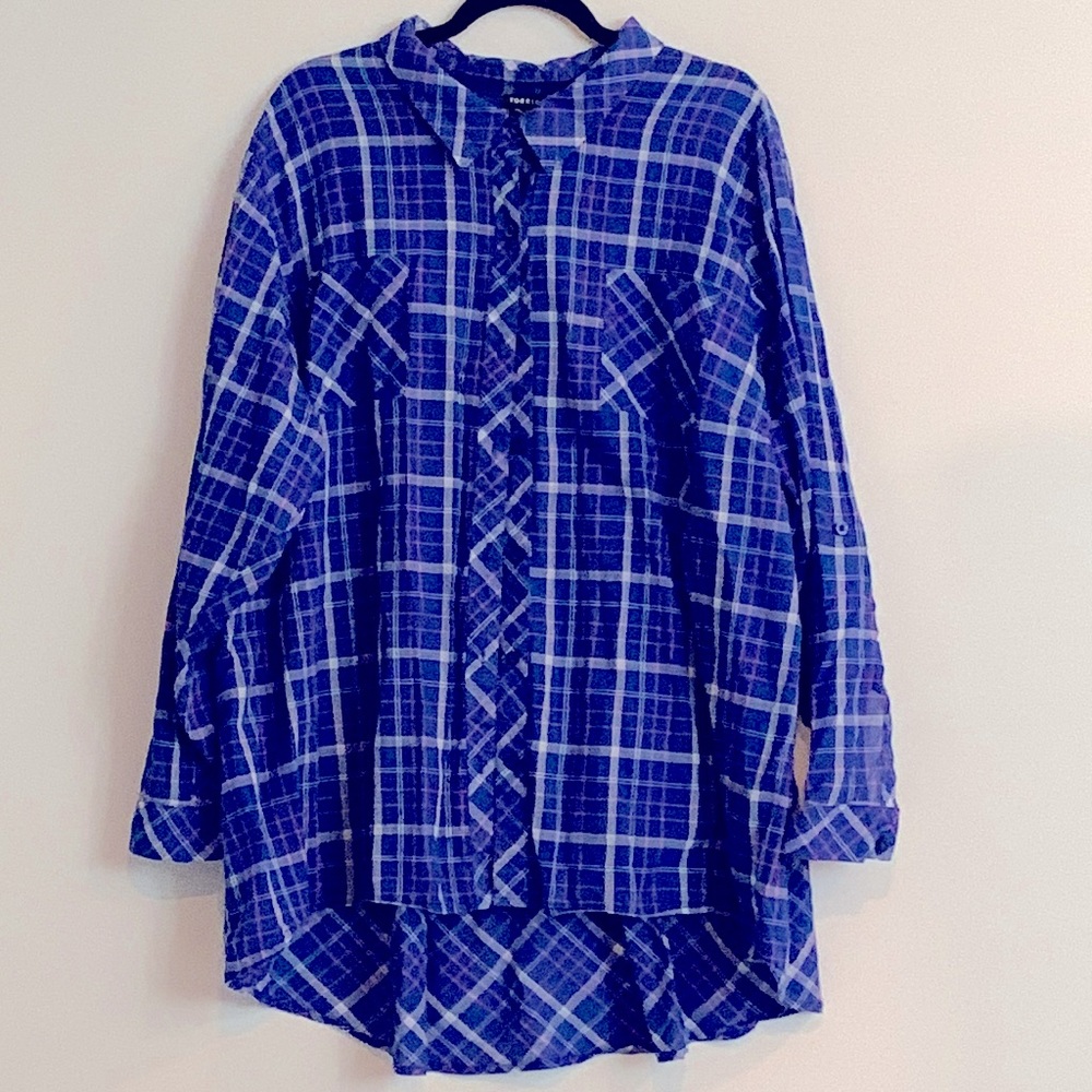 Torrid Button Front Plaid Tunic With Front Pocket… - image 1